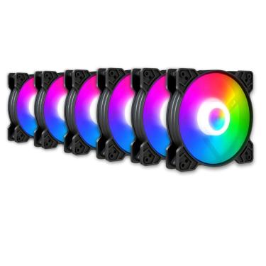 Imagem de Kit 6 Cooler Fan Snaker Shadow ARGB 120mm Silencioso Preto