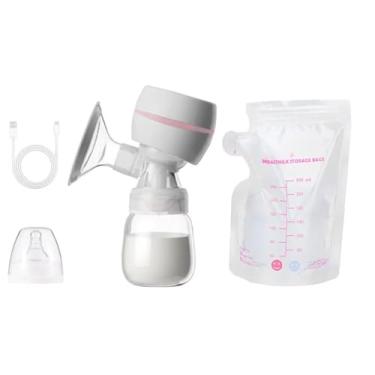 Imagem de Bomba De Mama Elétrica Tira Leite Materno Cor A Escolher + 20 Sacos Armazenar Leite Materno De 250ml (Branco)