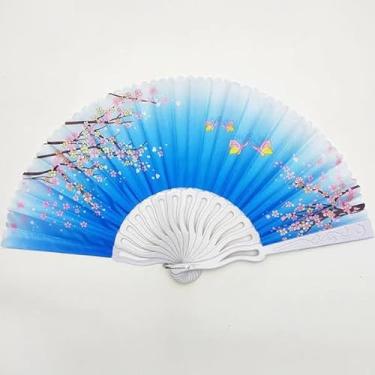 Imagem de Leque De Mão Grande Kung Fu Tai Chi Apresentação Dança(Azul)