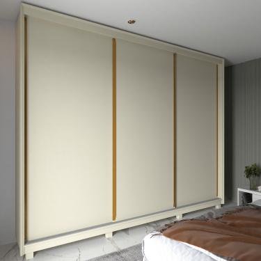 Imagem de Guarda Roupa Casal 3 Portas de Correr com Pés MDF Plantinum Gelius - Off White