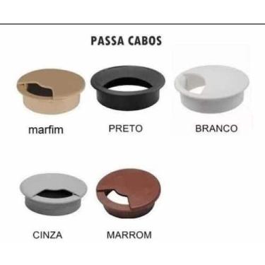Imagem de Acabamento Passa Fio Mesa Computador 2  Branco 2 Marrom 59mm - comerci