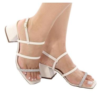 Imagem de Sandália branca salto pequeno - Hud modas