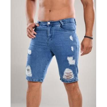 Imagem de Bermuda jeans masculina - AWMF, 46, Preto