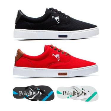 Imagem de Kit 2 Tênis Casual + 2 Chinelos Polo Joy, 40, Preto