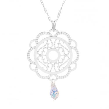 Imagem de Gargantilha Mandala  Pingo Cristal Swarovski  Ródio Branco