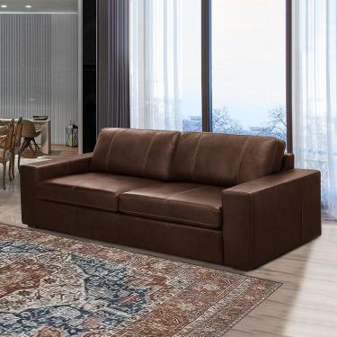 Imagem de Sofá Decorativo Agatha 2 Lugares Sala de estar 150cm Pés em Madeira Couro Marrom Chocolate G88 - Gran Belo