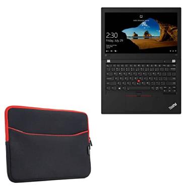 Imagem de Capa para Lenovo ThinkPad X280 com tela sensível ao toque (12,5 polegadas), BoxWave [SoftSuit com bolso] Capa macia com bolso com manga para Lenovo ThinkPad X280 com tela sensível ao toque (12,5 polegadas) - Preto Jet com acabamento vermelho