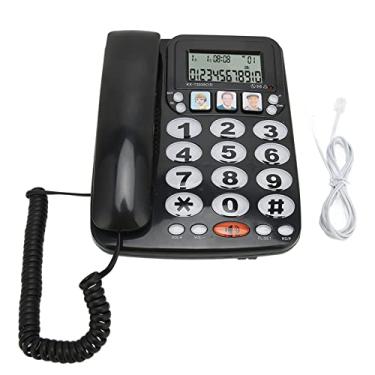 Imagem de Pilipane Telefone com fio de ajuste de toque, telefone grande, mas tonelado para idosos, telefone com fio com identificação de chamadas para escritório em casa, telefone fixo com fio montável na