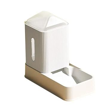Imagem de Acouto Conjunto de Comedouro e Dispensador para Animais de Estimação - Alimentador Automático para Cães e Gatos de 3,5L Com Componentes Removíveis para (Branco)