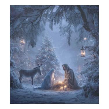 Imagem de Vuiyean Capa de ímã de lava-louças para presépio de Natal - folha de 58 cm x 66 cm, capas frontais magnéticas decorativas para lava-louças ímãs de porta painel de geladeira decalque para decoração de