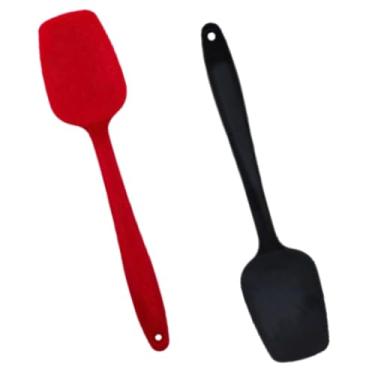 Imagem de 2 Espátula Quadrada de Silicone Pão Duro Bolo Massa Rapador Utensilio Cozinha Resistente Reta