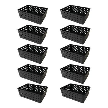 Imagem de 2X Kit 10 Cestos Multiuso Organizador Empilhável Gaveta 19X1