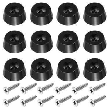 Imagem de Pés de tábua de corte, pacote com 12 pára-choques redondos de borracha antiderrapantes com parafusos de aço inoxidável para móveis, cadeiras, mesas, eletrônicos (0,4 cm L x 0,31 A)