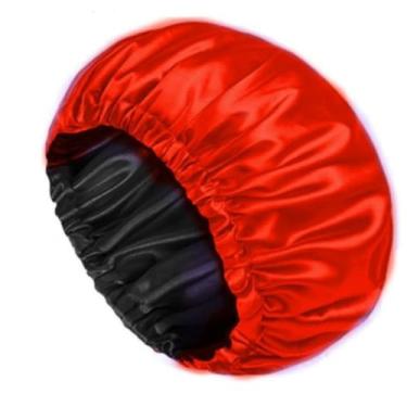 Imagem de Touca de cabelo anti-frizz de cetim ajustável de dupla face Chapéu seco (vermelho,3)