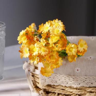 Imagem de 6 peças de flores artificiais de toque real falso Gypsophila buquês DIY arranjo floral para centros de mesa de casamento e decorações margarida laranja