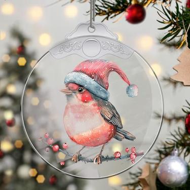 Imagem de Enfeites de Natal para pendurar em cristal, enfeites de árvore de Natal feitos à mão, decoração de carro e casa - presentes de Natal, decoração de artesanato em acrílico, ideias de troca de presentes