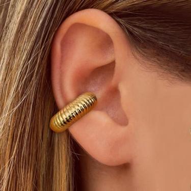 Imagem de Brincos de orelha femininos de aço cirúrgico de aço inoxidável banhado a ouro real 14 K para orelhas, brinco de cartilagem, brincos falsos, leves