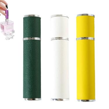 Imagem de Pacote com 3 frascos atomizadores portáteis de couro recarregável de 12 ml, frasco de refil de perfume tamanho viagem, dispensador de bolso luxuoso portátil, mini dispensador de colônia para mulheres