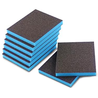 Imagem de 8 peças de esponja de lixa de 60 grãos, blocos de lixa grossa Jamiikury laváveis e reutilizáveis, esponja de lixa seca úmida para móveis de metal de madeira, tinta e drywall
