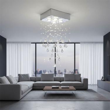 Imagem de Lustre Para Sala, Quarto, Cozinha, Em Cristal K9 Base 20x20