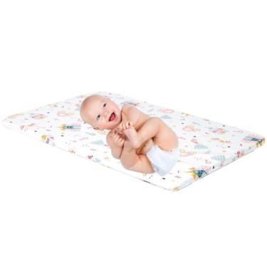 Imagem de Trocador De Fraldas Cômoda Fraldário Impermeável Para Bebê Menino Menina Slim, 66x44cm, Impermeável, Espuma D14, PVC Atóxico, Princesa