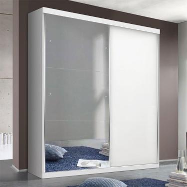 Imagem de Guarda Roupa Solteiro 2 Portas De Correr 2 Gavetas E 3 Espelhos Salvador Plus Minastex Branco