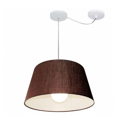 Imagem de Lustre Pendente Cone Com Desvio De Centro Vivare Md-4273 Cúpula Em Tecido 30x40cm - Bivolt Café 127/220v
