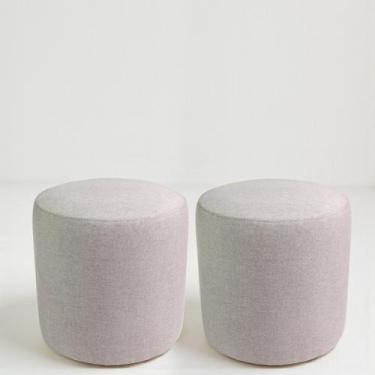 Imagem de Kit 2 Puff Perse Redondo Decorativo Para Sala Quarto Puf Tecido em Lin