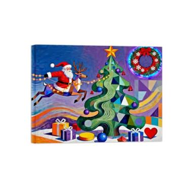 Imagem de Natal Quadro em tela-Árvore Natal abstrata colorida homem-Imagem moderna decoração casa-Pôster impressões prontos para pendurar 60x80cm24x31in Tela Embrulhada