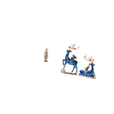 Imagem de Fenteer Estátua de Resina Da Virgem Maria com Rena E Alce, Obra de Arte Decorativa para Mesa, Escultura Abençoada, Figura de Animal, Estatuetas de Casal de Ce