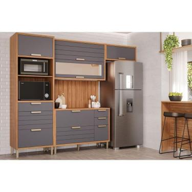 Imagem de Cozinha Completa Eloise 4 Peças (2aéreos+1balcão+1torrequente) C4p180 Freijo-titanium - Mgm