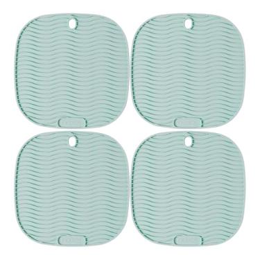 Imagem de Kit com 4 Descansos de Panela em Silicone Naxos – Apoio Antiderrapante com maior espessura para proteção térmica, Resistente ao Calor até 240 °C, Atóxico, Flexível. Quadrado 17×17 cm. Cor: Verde