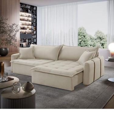 Imagem de Sofá Cama Arizona Linho em Madeira Eucalipto 190 cm Braço 15cm Meu Sof