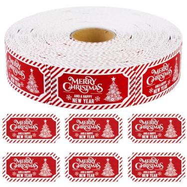 Imagem de 1000 peças de bilhete de bebida de árvore de Natal Feliz Natal sorteio único rolo de bilhetes de Natal vermelho branco refeição grátis bilhete de bebida para eventos carnaval feliz natal festas