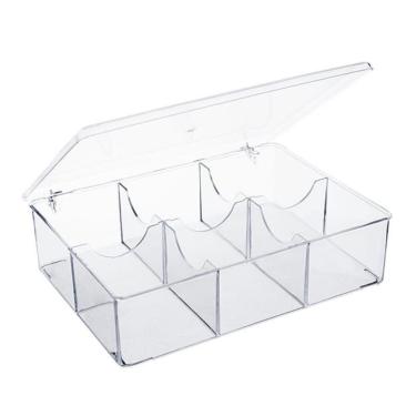 Imagem de Caixa Acrílica Organizadora Sachês De Chá/açúcar 6 Divisórias Domama