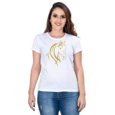 Imagem de Camiseta Country Feminina Algodão Estampa Cavalo Gola Careca - Campero