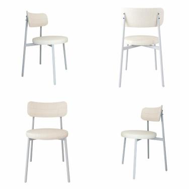 Imagem de 4 Unidades Cadeira Kyta Fixa C/4 Pés 50 X 44,7 X 83,8 Cm Pés Brancos. Corriente Palha Corriente Palha