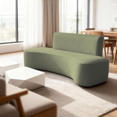 Imagem de Sofá Forma Orgânico 3 Lugares Recepção Sala Curvo Escritório - Cor:Menta