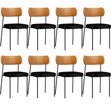 Imagem de Kit 08 Cadeira Para Sala De Jantar Melina L02 Preto Whisky