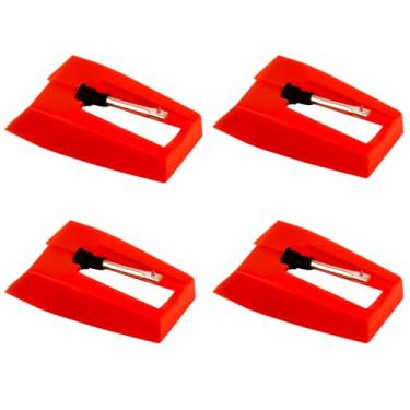 Imagem de 4 Agulhas para Toca-Discos, Agulha de Reposição Agulha Durável para Peças Reposição Toca-Discos de Vinil (Vermelho)