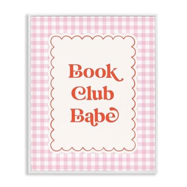 Imagem de Stupell Industries Book Club Babe Gingham White Framed Giclee Art, design por Nadia Hassan, 20 x 16