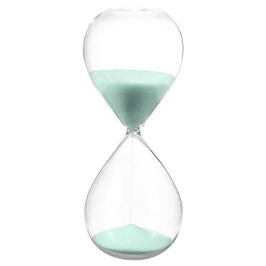 Imagem de PATIKIL Temporizador de areia de 30 minutos, relógio de areia, vidro e ampulheta, temporizador para sala de estar, casa, escritório, restaurante, decoração, azul claro