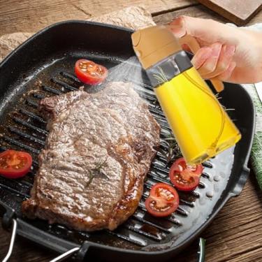 Imagem de Garrafa dispensadora de azeite de oliva - pulverizador de vidro 2 em 1, com função de pulverização/despejo, para cozinhar saudável, fritadeira a ar e molho de salada (laranja)