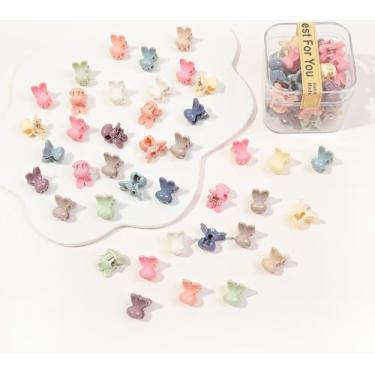 Imagem de 40 peças de clipes de garra de cabelo para mulheres - Presilhas em forma de mini coelho, lindas garras coloridas para penteados grossos finos médios finos, acessórios de cabelo de plástico durável