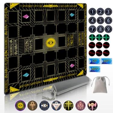 Imagem de Cylvenor for YuGiOh! Duel Disk Playmat – 24x24 Inches, Non-Slip, 21 Damage Counters & Storage Bag Included” (Millennium Eye)