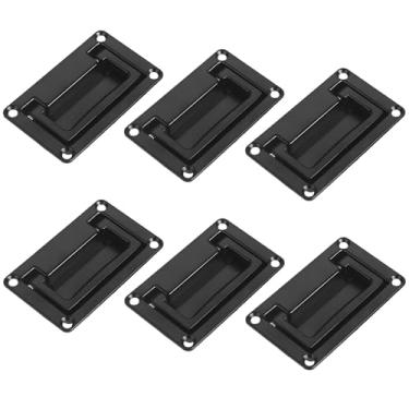 Imagem de LUMINFLY Puxadores embutidos de liga de zinco pretos de 6 peças, puxadores embutidos para armário - puxadores de gaveta dobráveis fortes para armários, freezers, fornos industriais - Puxadores ocultos