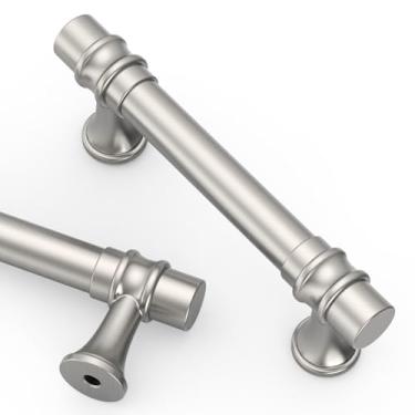 Imagem de Asidrama Pacote com 10 puxadores de armário de níquel escovado de 76 mm puxadores de armário de cozinha de níquel acetinado ferragens para armário