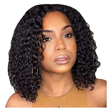 Imagem de Peruca feminina preta de cabelo cacheado afro curto de fibra química fofa Headgear Fashion 40 cm para a vida diária festa feminina