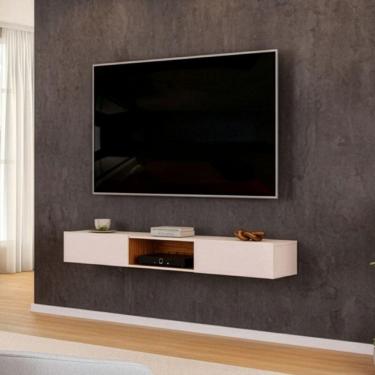 Imagem de Rack Suspenso Para Painel Ou Tv Até 65 Polegadas 1,43m 2 Portas Com Nicho Montreal Off White