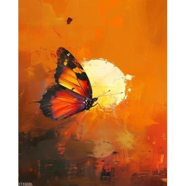 Imagem de XTXGERL Kits de pintura por números para adultos, borboleta, pintura a óleo faça você mesmo, kits de tinta acrílica por números para adultos iniciantes com pincéis para decoração de parede de casa 41